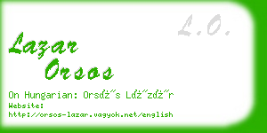 lazar orsos business card